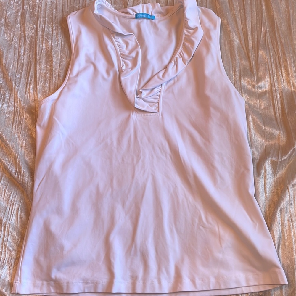 J McLaughlin white ruffle tank